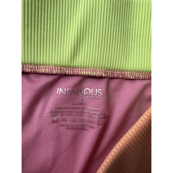 Infamous Swim X Eric Shaw Women's Pink Orange Lime Ginger Bottoms Size XL NEW - Picture 3 of 4